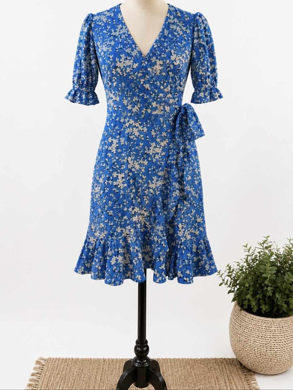 Draper James (Reese Witherspoon's Brand) Blue Floral Wrap Dress